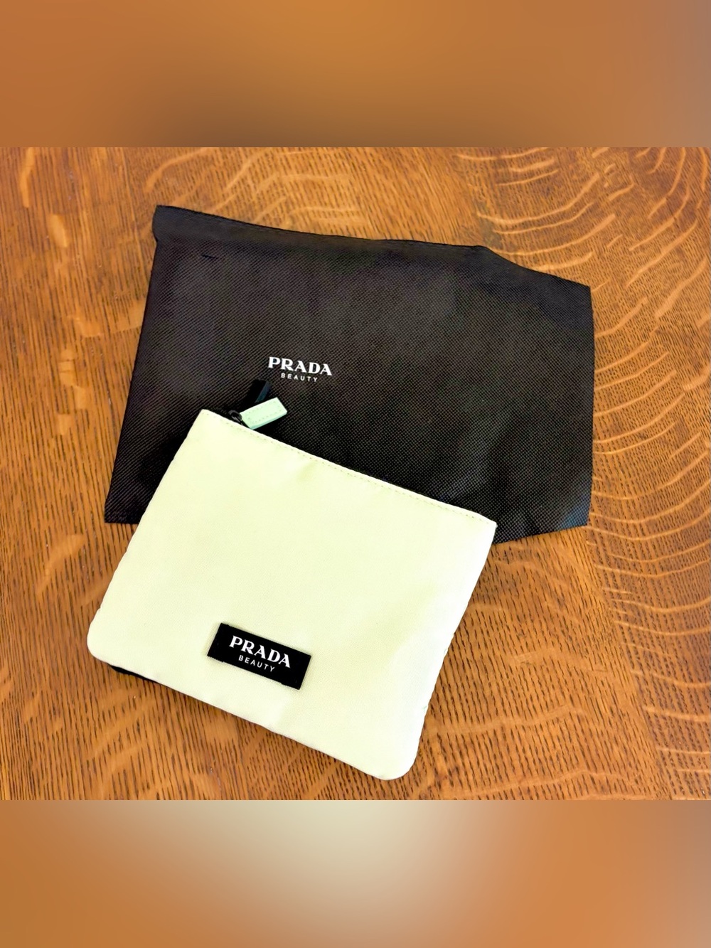 Prada Black Beauty Pouch Duo Black & Mint Green Cosmetic Bag